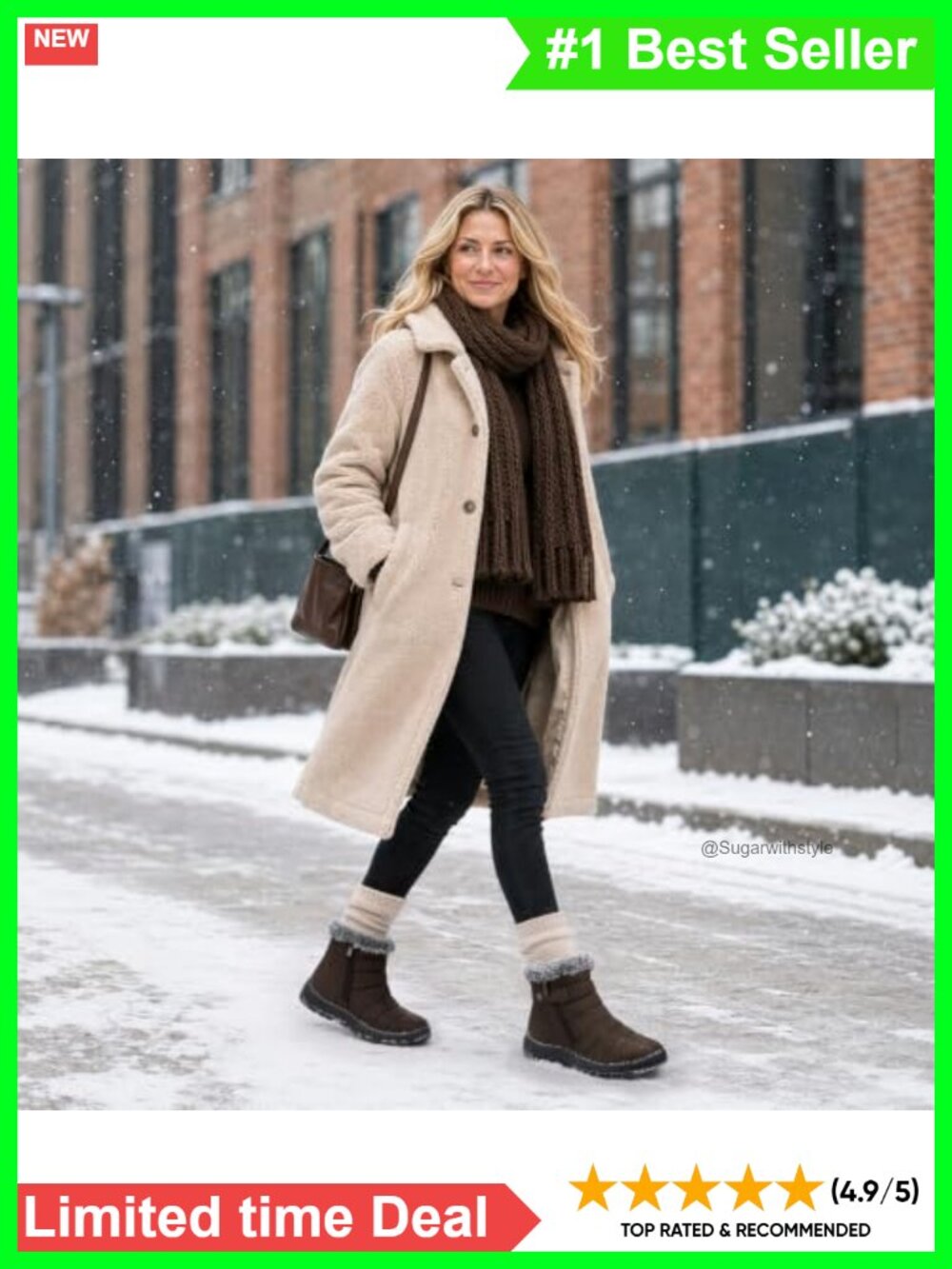 Women's Winter Snow Boots Warm Waterproof Non Slip Faux Fur Outdoor - Picture 2 of 5